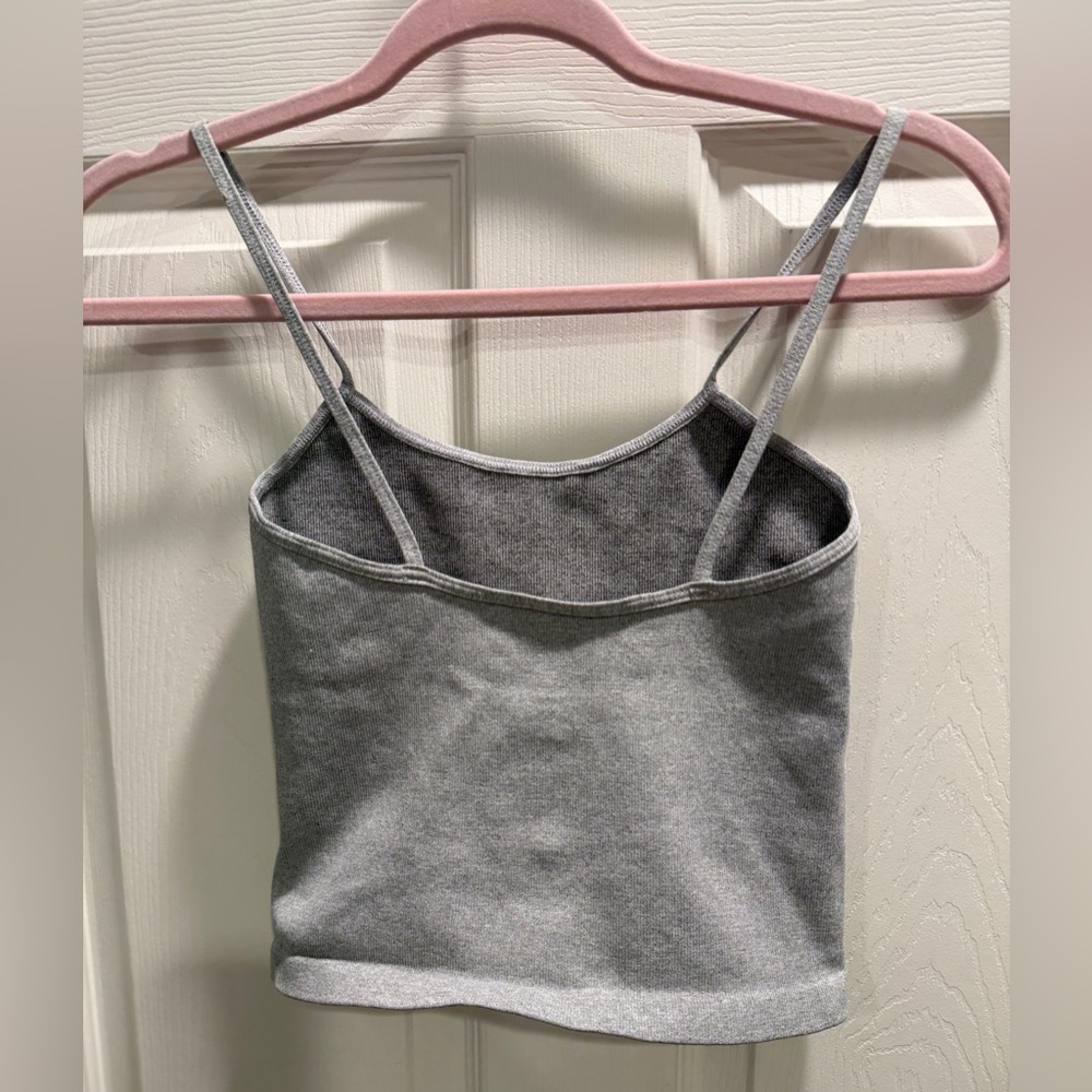 Free People Movement Happiness Runs Crop Tank Ribbed Heather Gray M/L NWOT - Picture 7 of 8